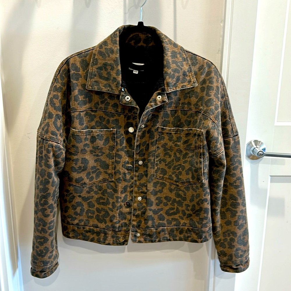 Superdown Leopard Jean Jacket